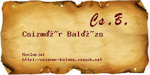 Csizmár Balázs névjegykártya